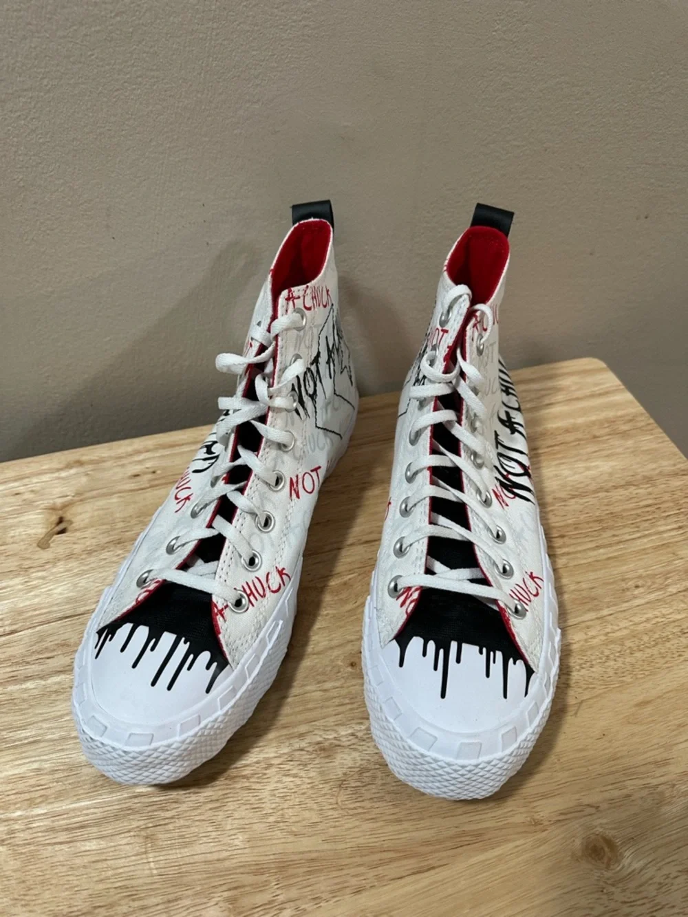 Converse Not a Chuck White High-Top Sneakers with Black & Red Graphics-NWOT - Picture 11 of 11
